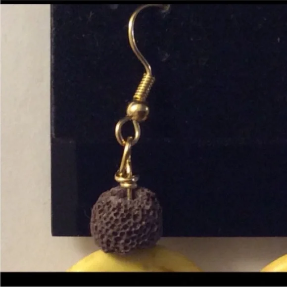 HANDMADE Spooky Composite STONE Jack O'Lantern BEADED Essential Oil Earrings - Picture 4 of 9